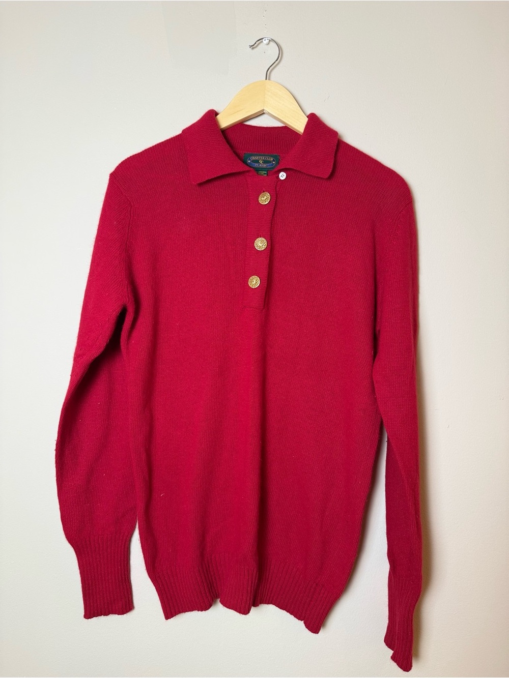 Charter Club Classic Red Sweater Size M Lambswool Angora #VintageKnit